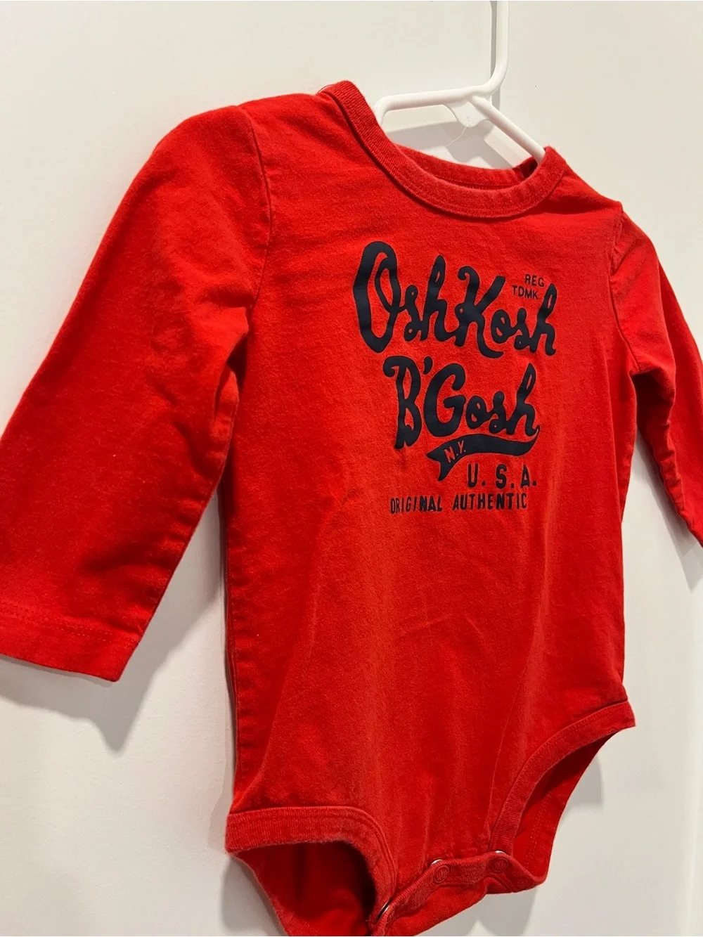 OshKosh B’gosh Originals Logo Long Sleeve Bodysuit | 12M | Red